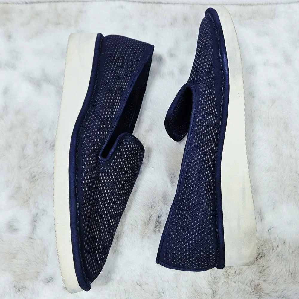 Vince Camuto Navy Blue Perforated Leather Gwenna Slip On Sneaker‎ 6.5M